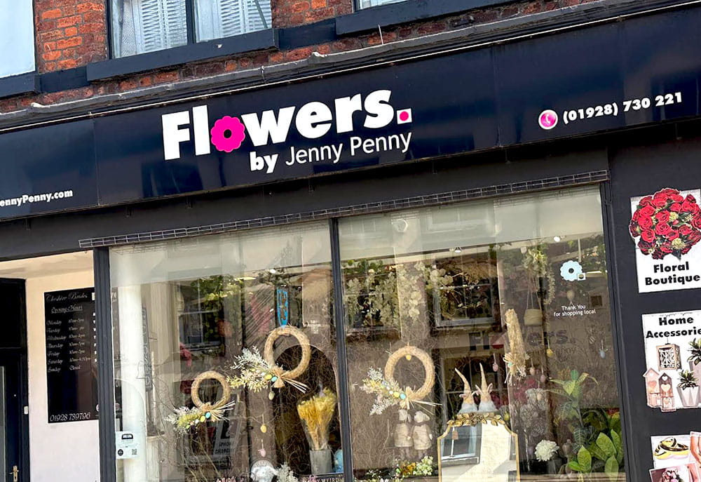 Flowers by Jenny Penny florist shopfront with window display