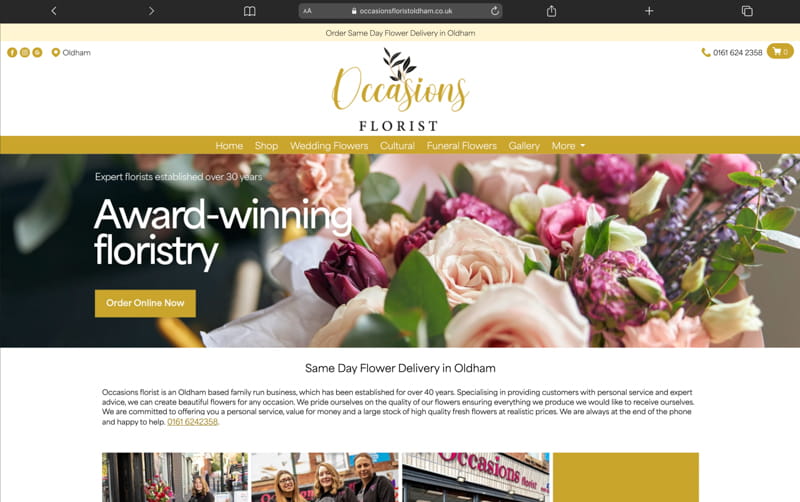 Occasions Florist Oldham Website